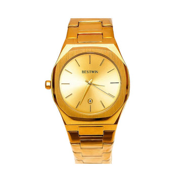 Luxury Gold Men's Watch – Bestwin 813 Quartz Analog Stainless Steel