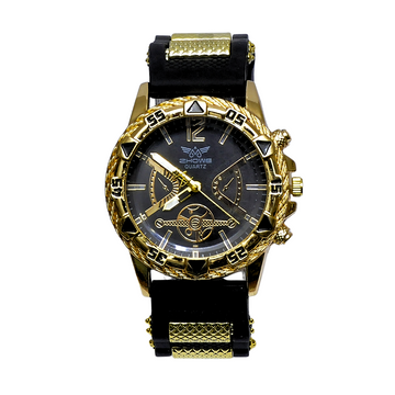 Zhowe Gold & Black Quartz Sports Watch Chronograph-Style