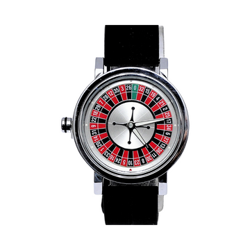 Rotatory dial watch with black silicone strap and magnetic lock