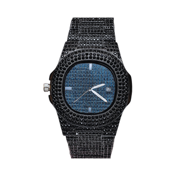 Luxury Black Crystal Studded Unisex Watch – High Grade Iced Out Dial & Strap