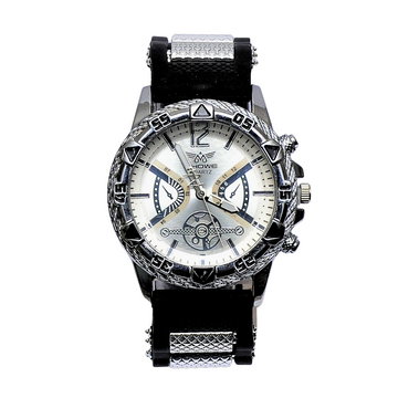 ZHOWE Quartz Men’s Watch – Silver Bezel & Black Silicone Strap