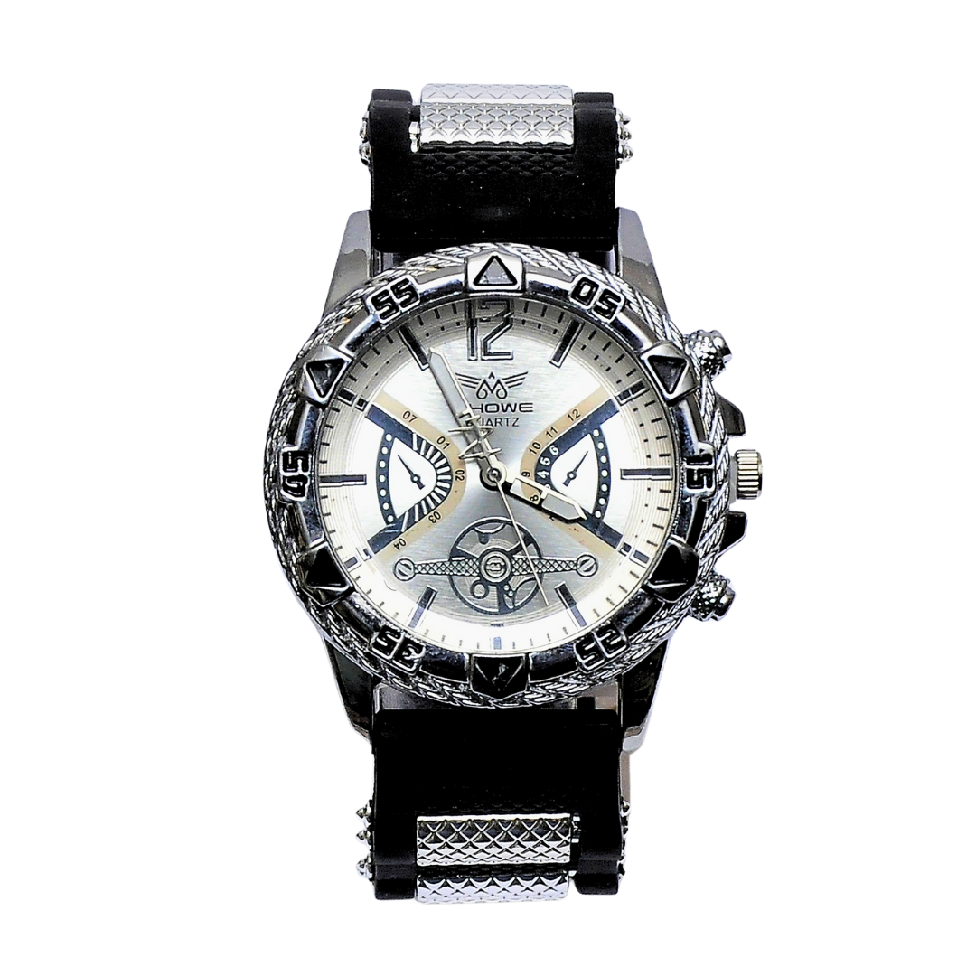 ZHOWE Quartz Men’s Watch – Silver Bezel & Black Silicone Strap