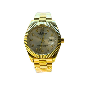 Rolex-Style Luxury Gold & Silver Two-Tone Automatic Date Watch – Diamond Hour Markers (Men’s Fashion Wristwatch)